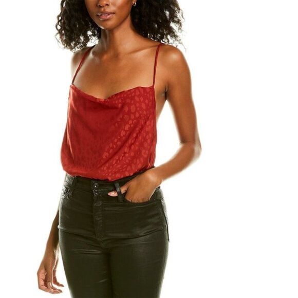 NWT Sage The Label Molly Burgundy Leopard Print Cowl Neck Backless Bodysuit - Picture 1 of 11